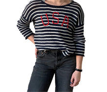 Load image into Gallery viewer, USA Striped Cotton Crew