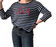 Load image into Gallery viewer, USA Striped Cotton Crew