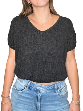 Cerise V-Neck Bubble Top