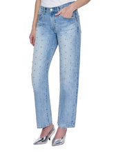 Load image into Gallery viewer, Lexi Mid Rise Bowed Straight Jean - Aries