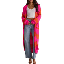 Load image into Gallery viewer, Bright Pink &amp; Orange Striped Duster