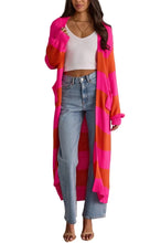 Load image into Gallery viewer, Bright Pink &amp; Orange Striped Duster
