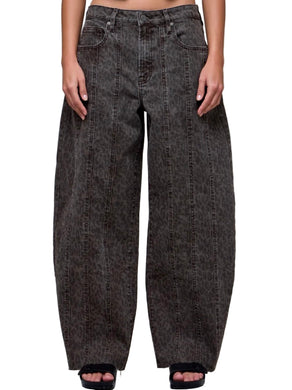 Sammie Brown Cheetah Seamed Barrel Jean