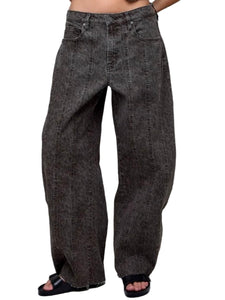 Sammie Brown Cheetah Seamed Barrel Jean
