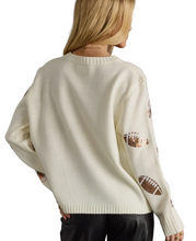 Load image into Gallery viewer, Cream Sequin Football Sweater